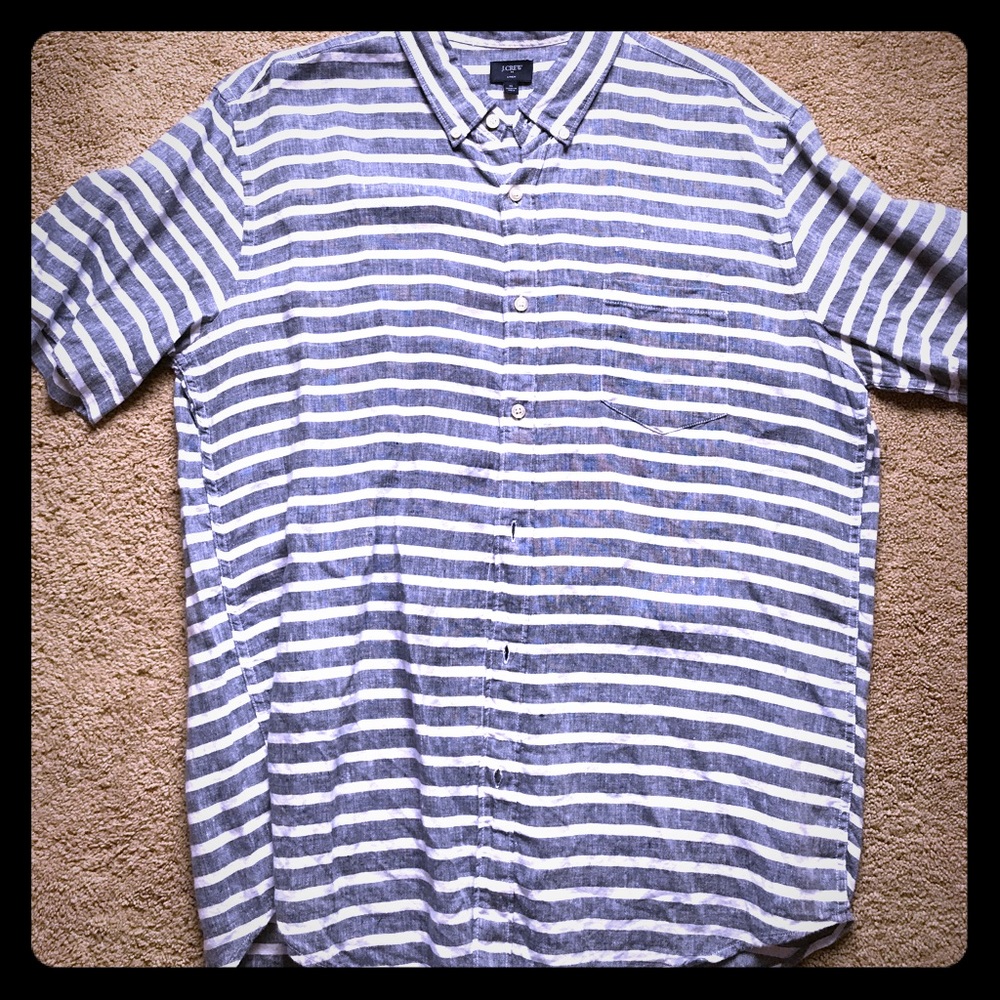 J.Crew Men's Linen Short Sleeve Button Down