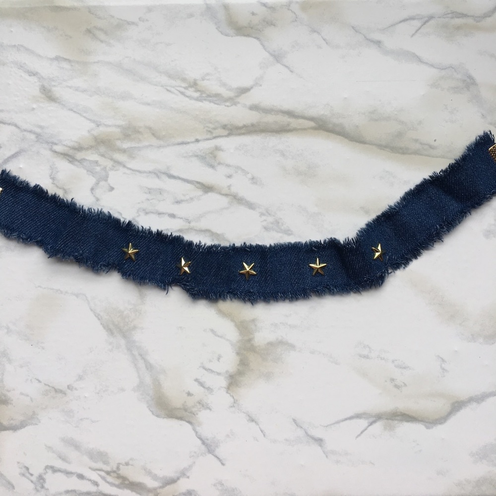 Dark denim gold star choker