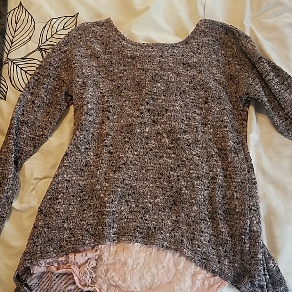 Sweater with lace back cut out