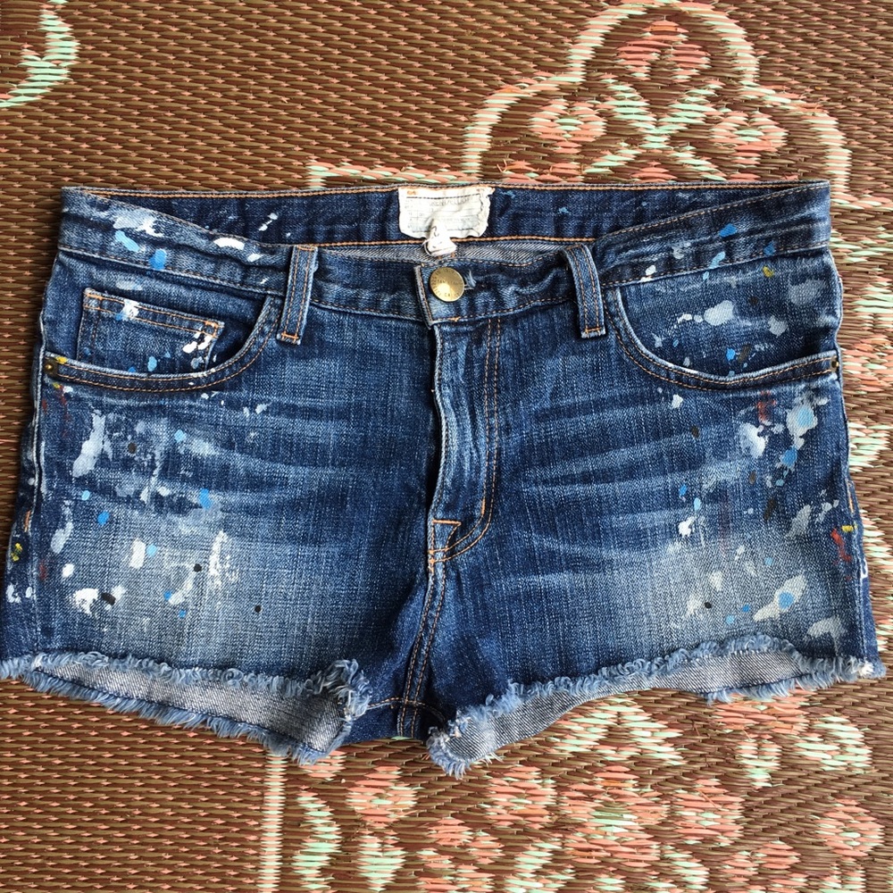 Current/Elliott Paint Boyfriend Cut-Off Shorts