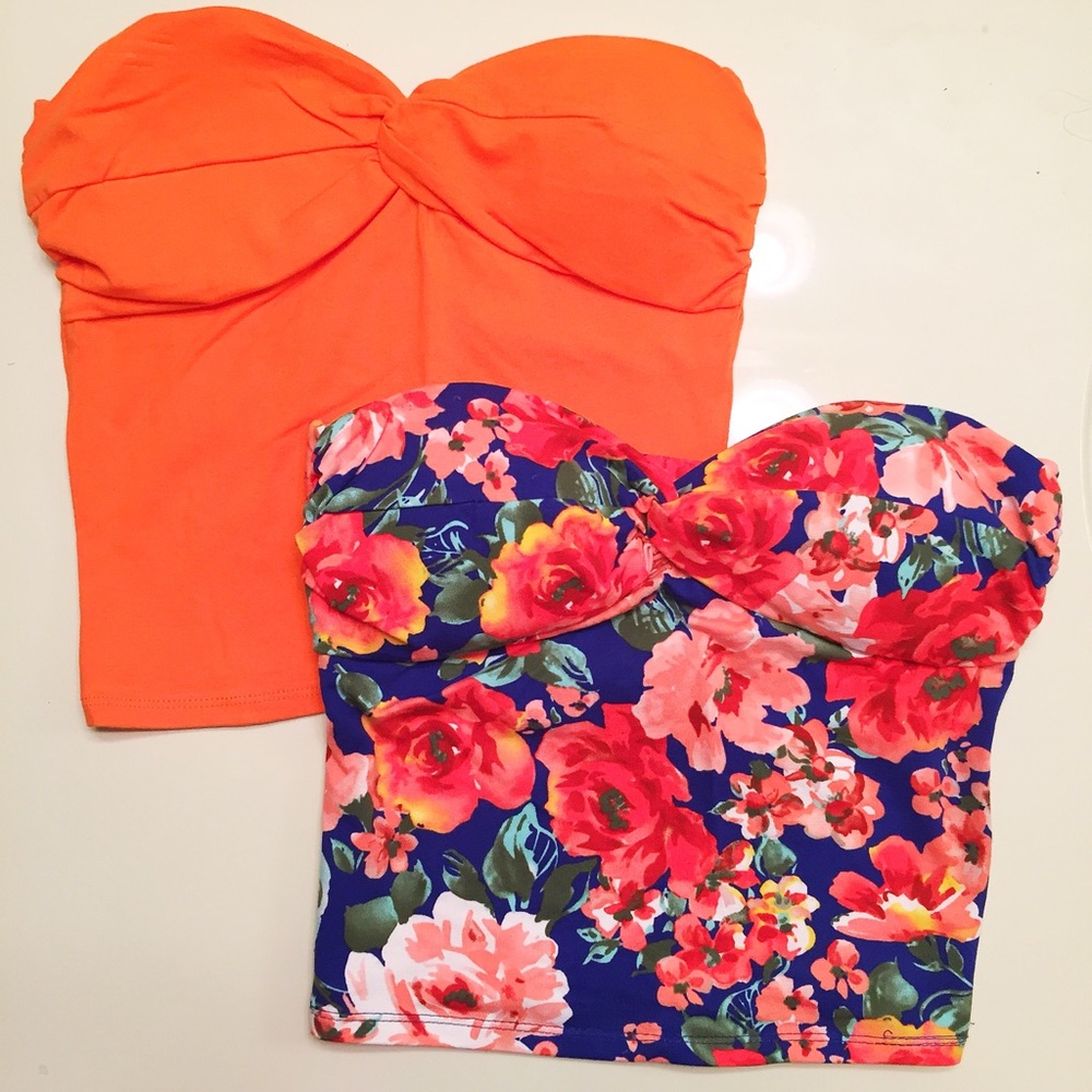 NEW two-in-one tropical crop top bundle Medium