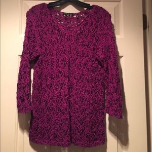 NWOT Zozo puple crocheted sweater/breathing room.S