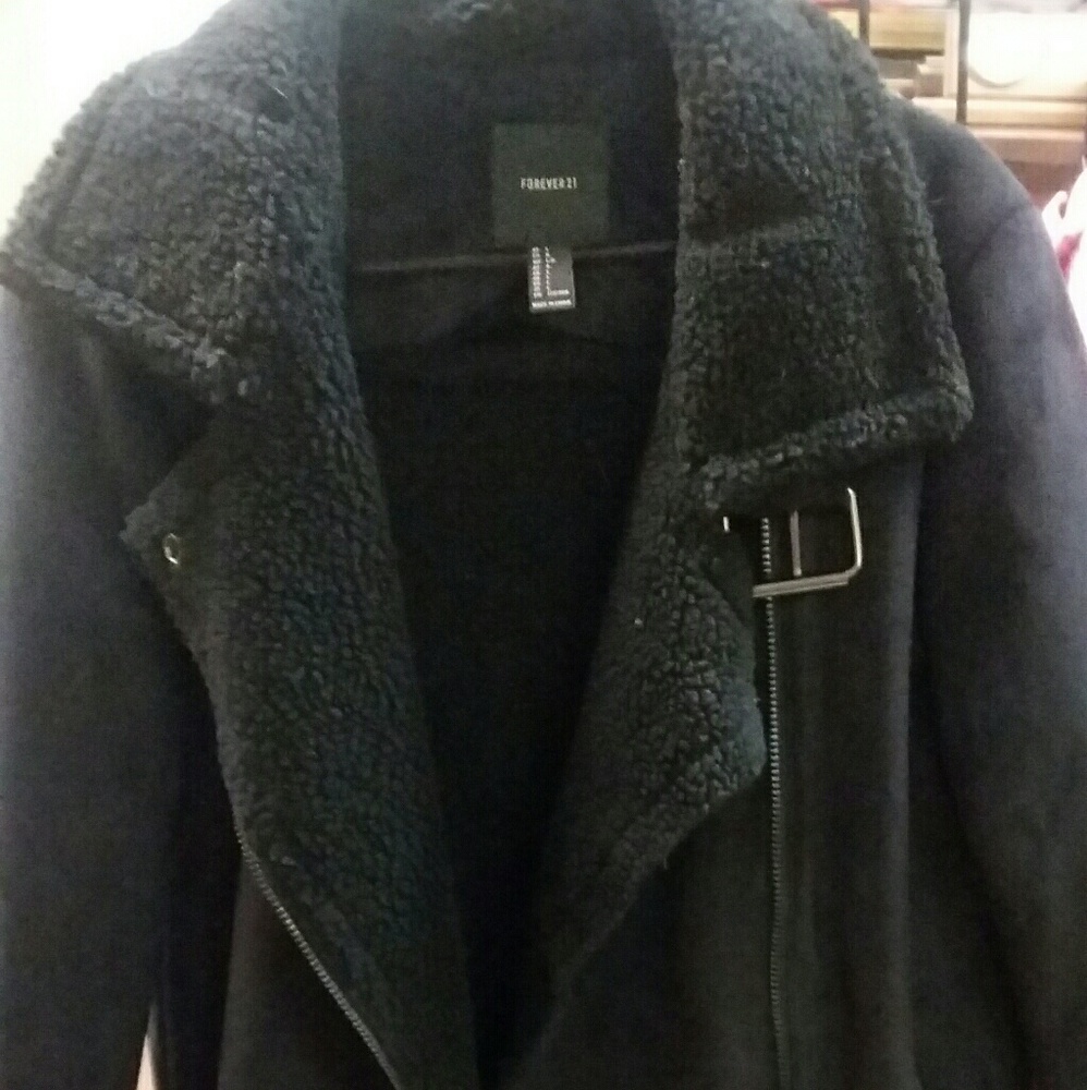 Ladies long black suede w/fleece I side lining