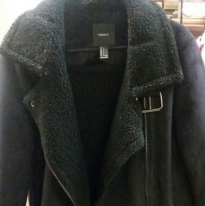 Ladies long black suede w/fleece I side lining