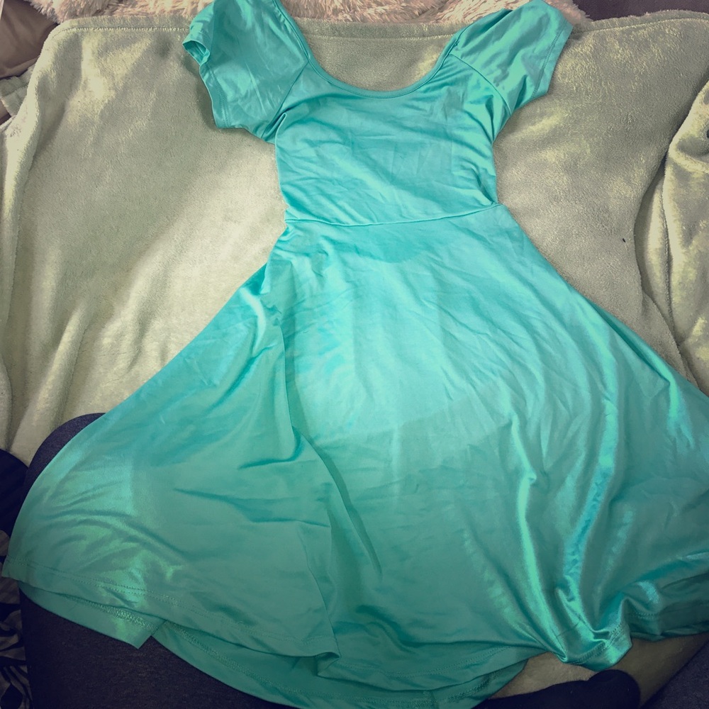 Light blue cut-out back dress