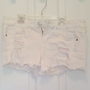 Express White Ripped Shorts