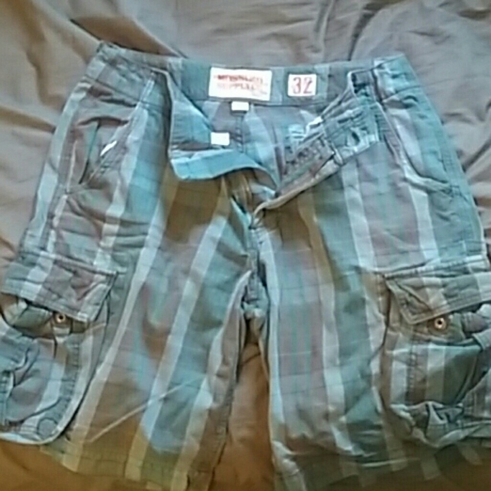 Blue Plaid Cargo shorts