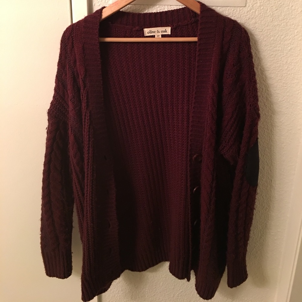 Urban Outfitters Maroon Wool Cardigan w/ elbowpads
