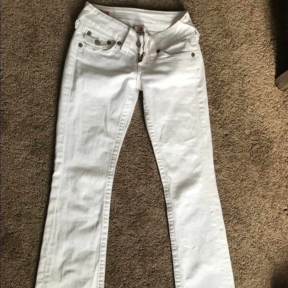 True Religion Boot Cut White Jeans