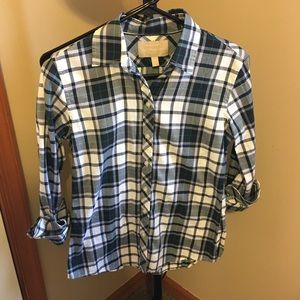 Banana Republic Soft Wash Plaid, Navy/White, XS