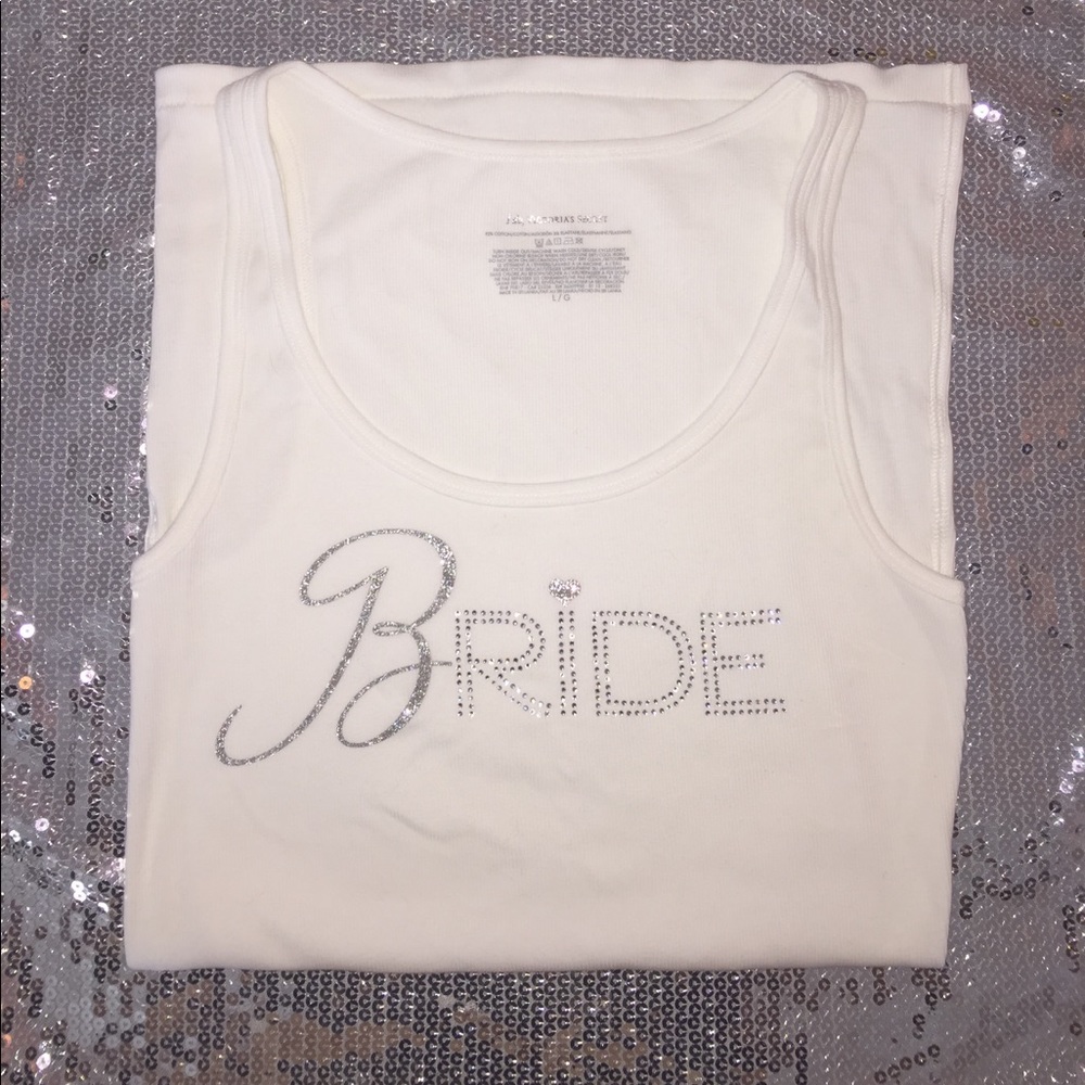 BNWOT VS White "BRIDE" Rhinestone Tank Top L