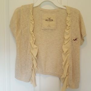 Hollister Off White Short Sleeve Cardigan