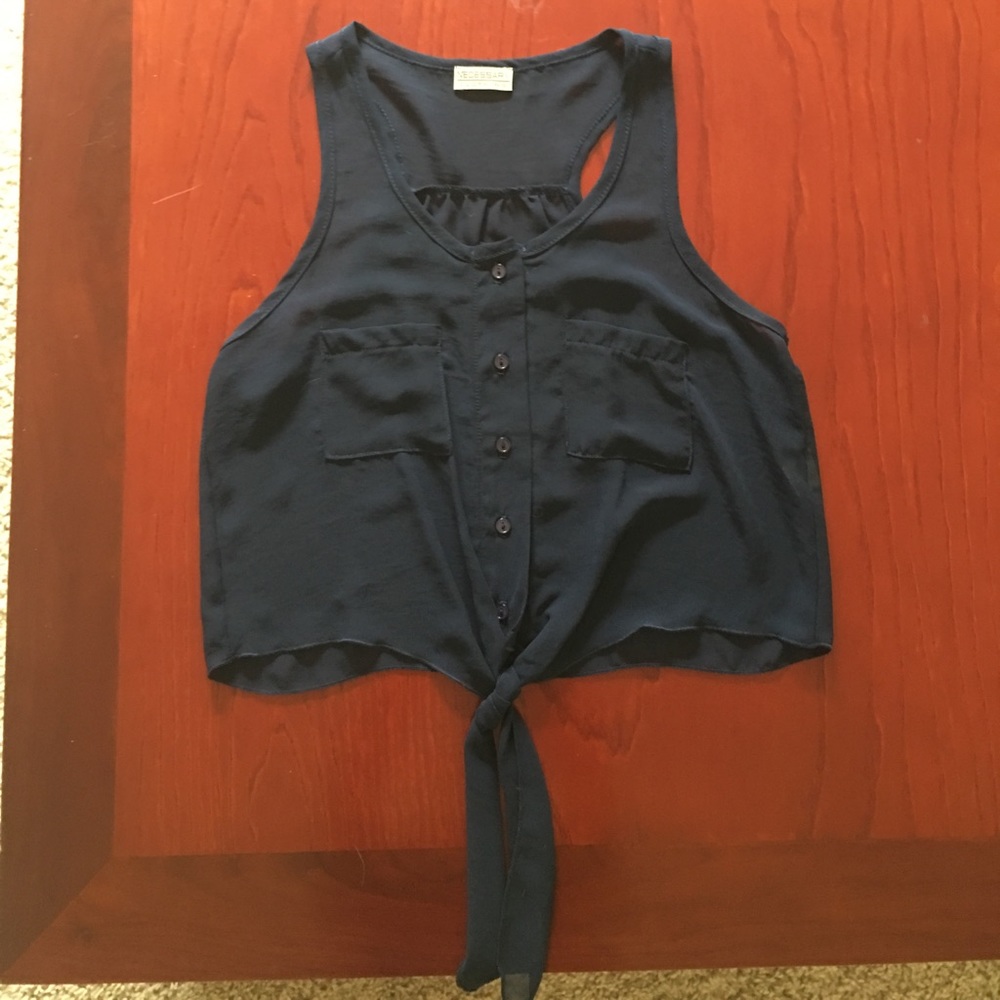 NWOT Navy blue sheer tank top