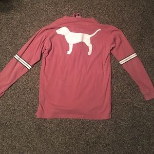 PINK long sleeve lace front tee S