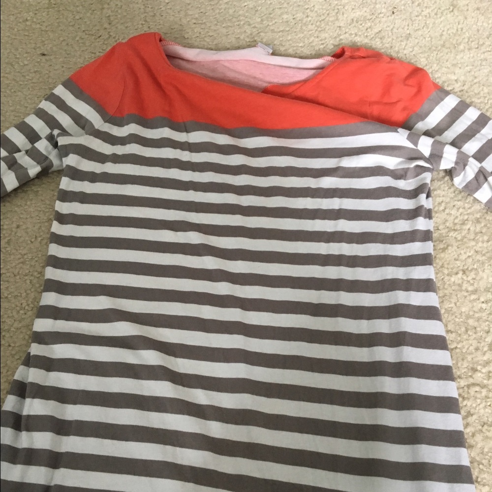 Stripped Gray and Coral Dress