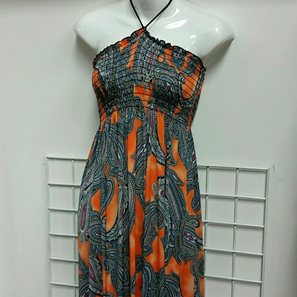 123 brand maxi dress tie neck boho