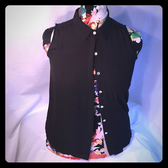 Forever21 Hilo Chiffon black sleeveless top - Picture 1 of 5