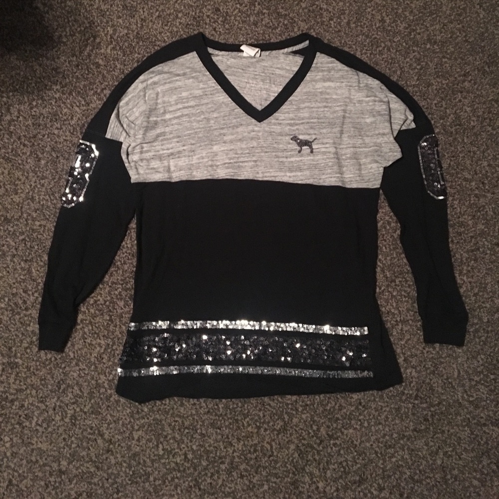 PINK sparkly back tee xs
