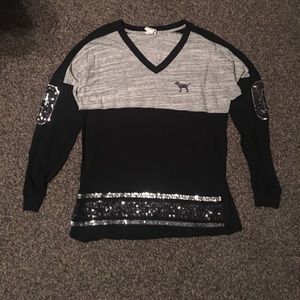 PINK sparkly back tee xs