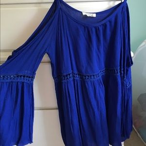 Royal blue peep-shoulder top