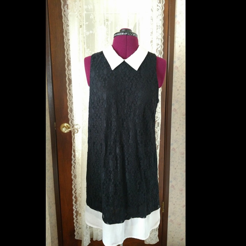 Black dress with white collar