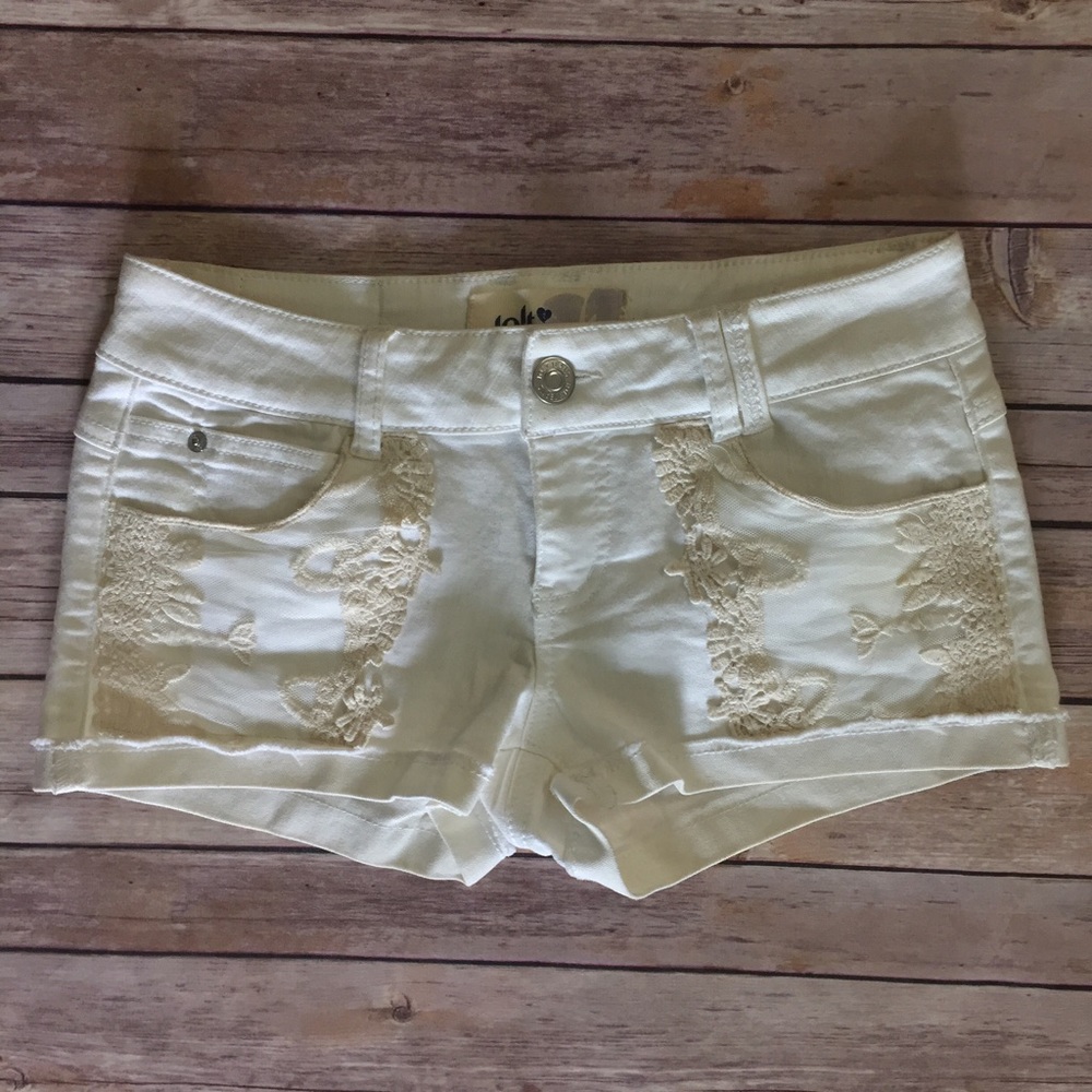 •WINTER SALE• Jolt Crochet White Jean Shorts