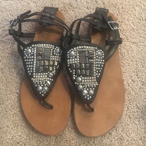 Black studded and beaded Nine West sandals size 6