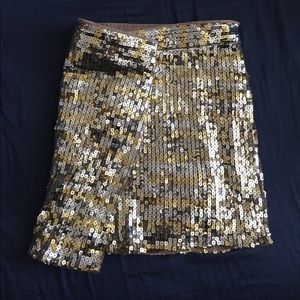 Gold sequin mini skirt