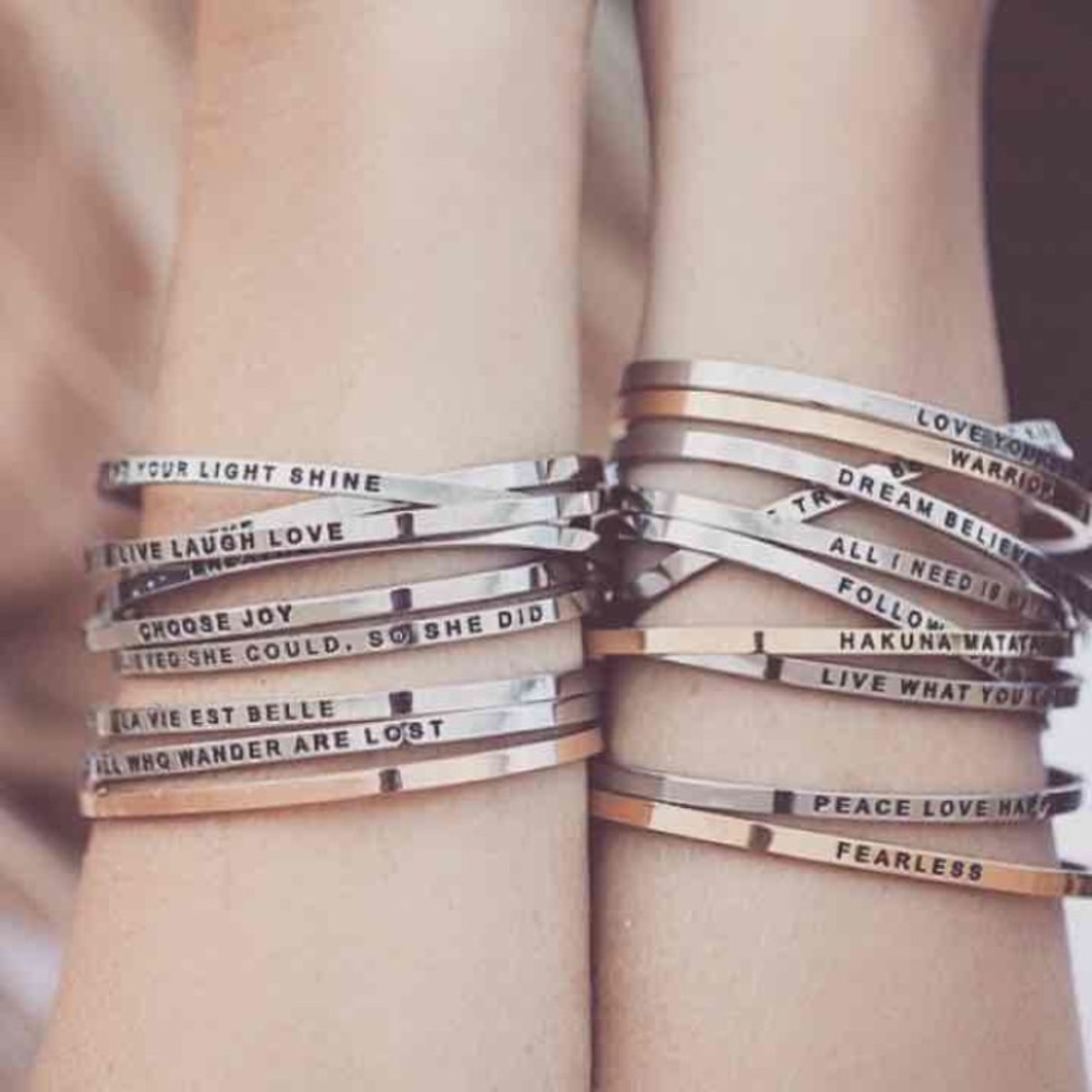 Wifey Mantra Bangle Hook Bracelet Rose Gold - Picture 3 of 3