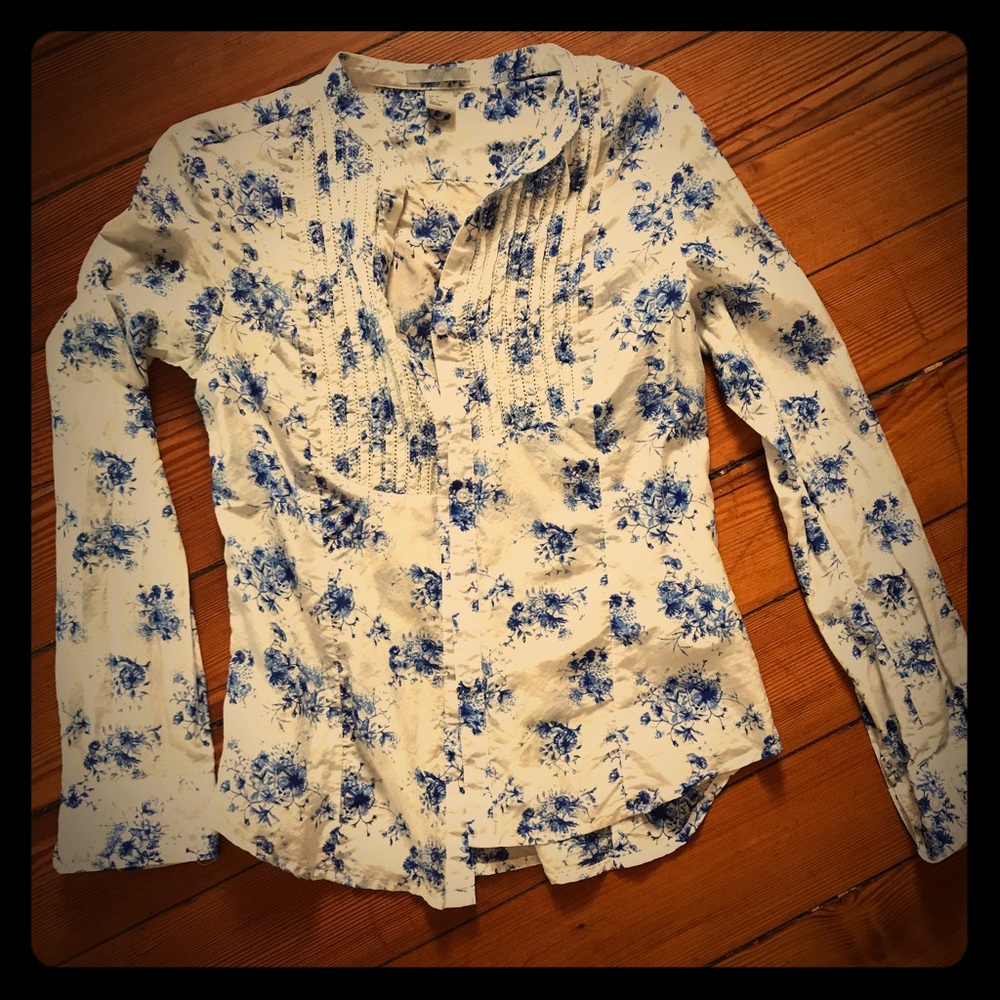 Cotton/silk blend H&M blue and white shirt