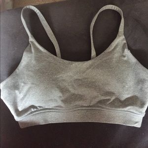 Grey and orange sports bra