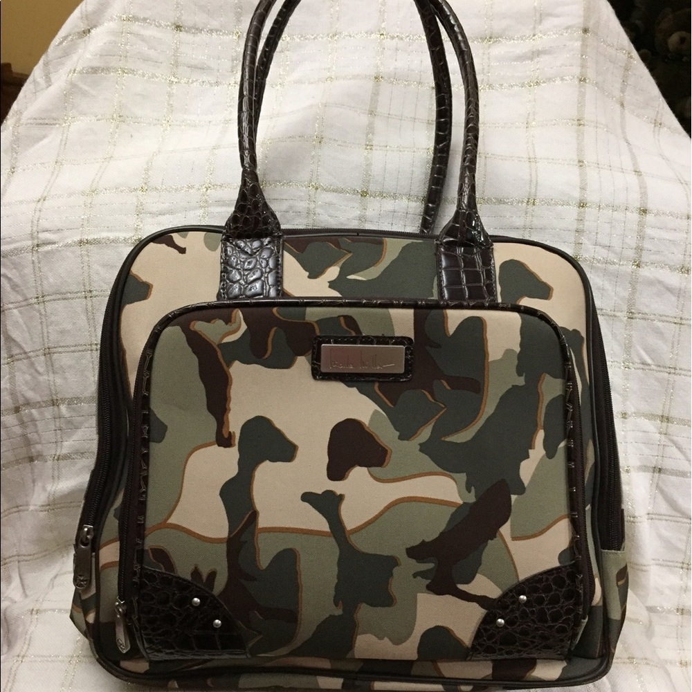 Nicole Miller army print carry-on bag