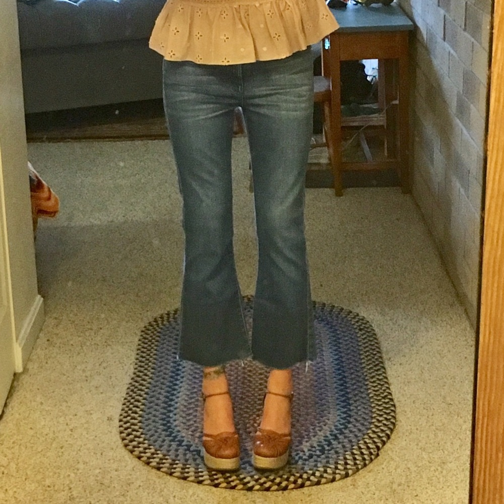 Frame Denim Cropped Raw Hem Flare Jeans Le Flare