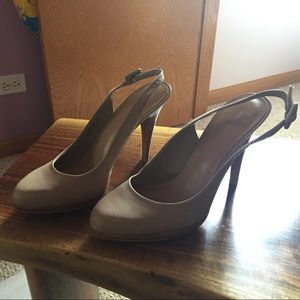Taupe Nine West sling back pump
