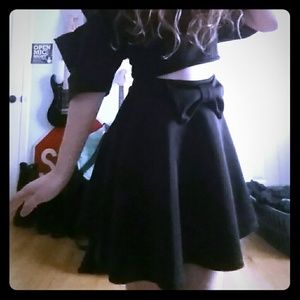 Pastel Goth Black Bow Skater Skirt
