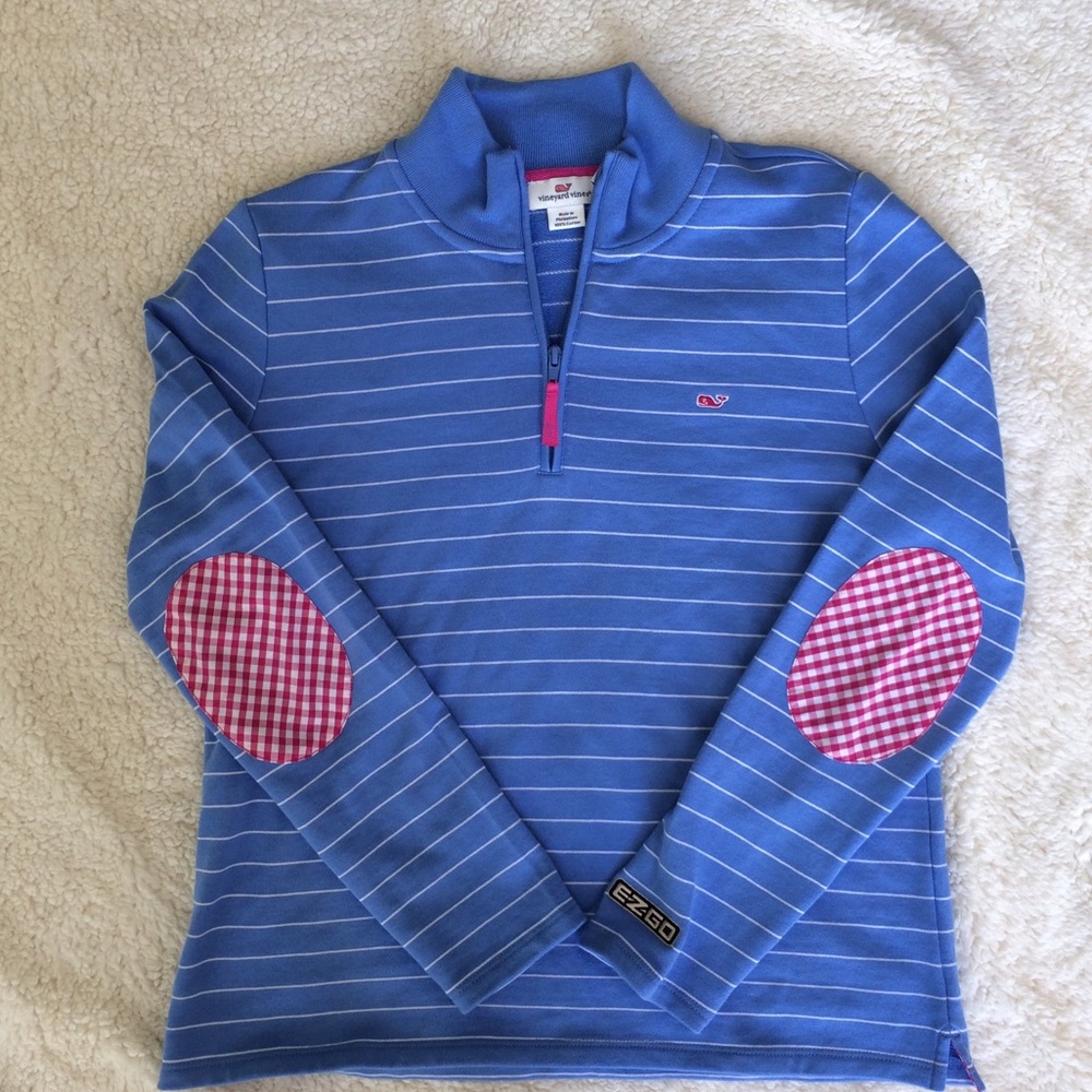 EUC Vineyard Vines Striped Pullover Elbow Patches