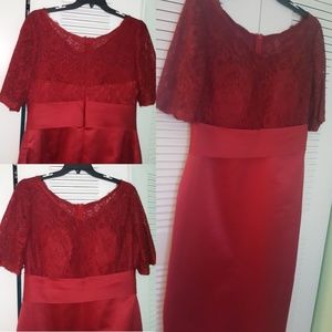 Red Formal dress 3/4 lace sleeves