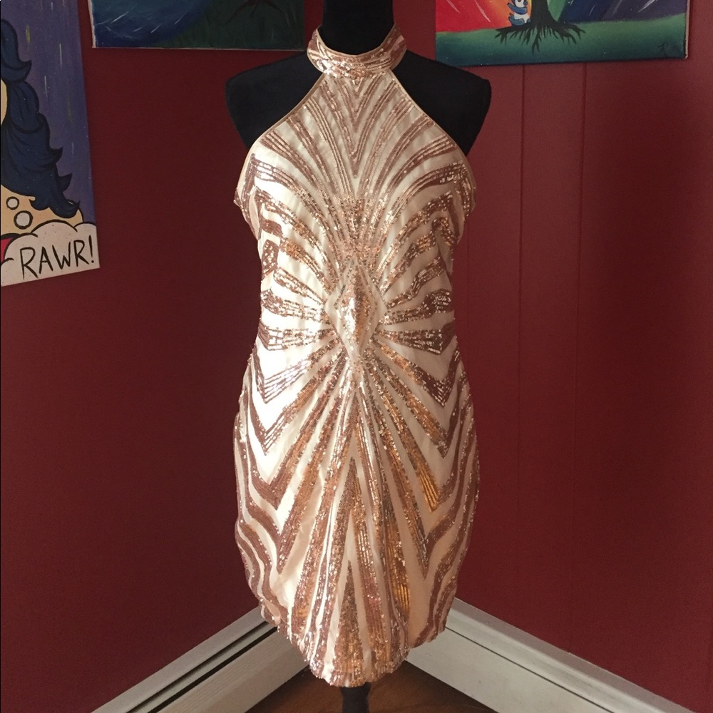Rose Gold Sequin Dress XL 😍