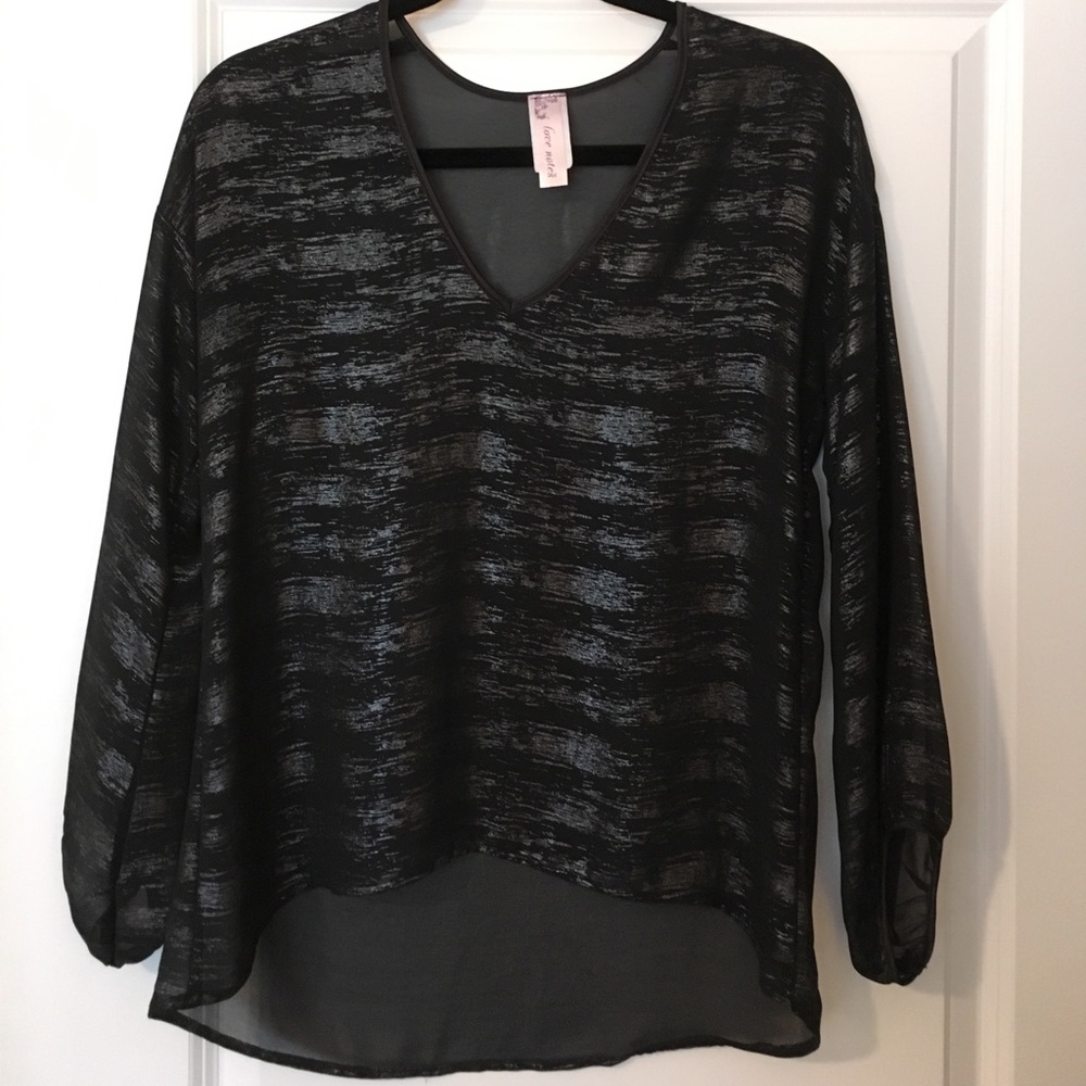 Francesca's sheer black and silver top