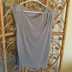 Soft Gray Tee w/ Bead Detail