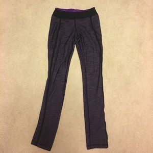 Purple and black striped Lululemon leggings
