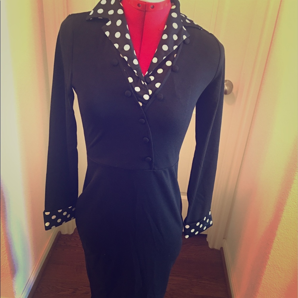 Black and white dress with polka-dot top