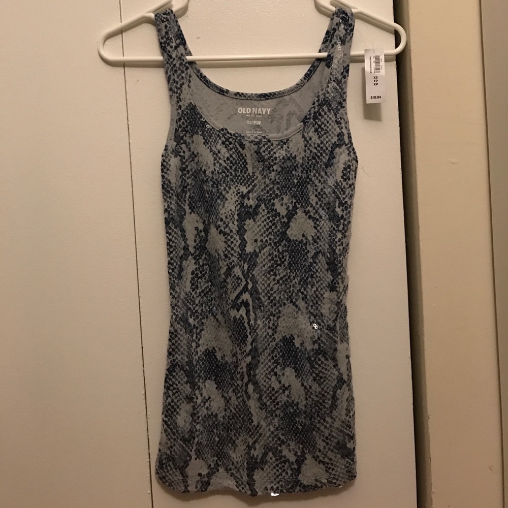 Blue and gray snakeskin pattern tank top