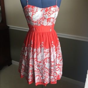 Coral White Floral Mini Dress