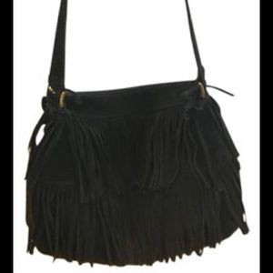 Neiman Marcus Suede Fringe Shoulder Bag