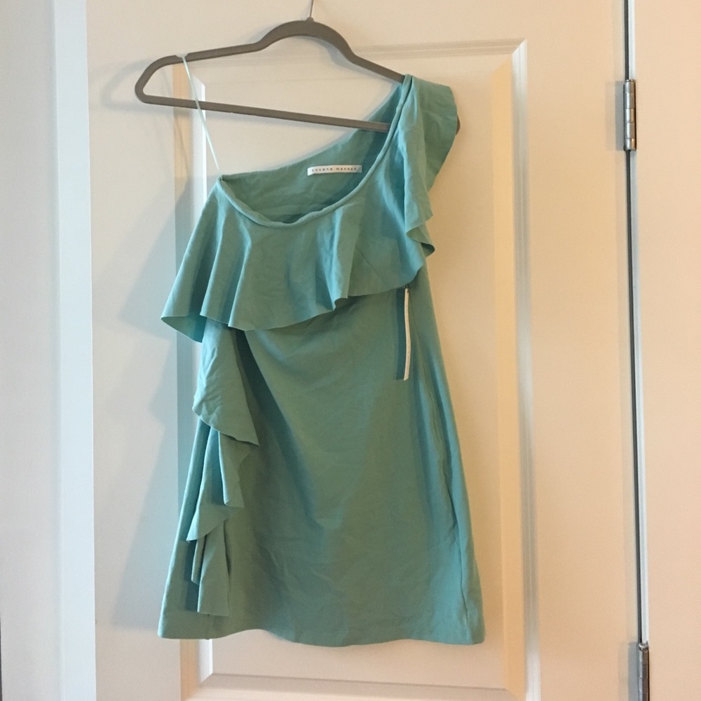 Susana Monaco one arm flutter dress, Parakeet