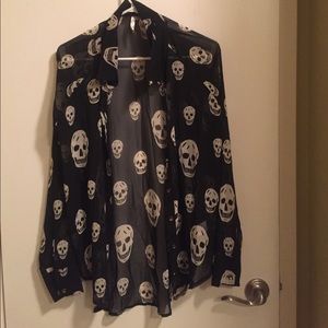 Black sheer skull blouse