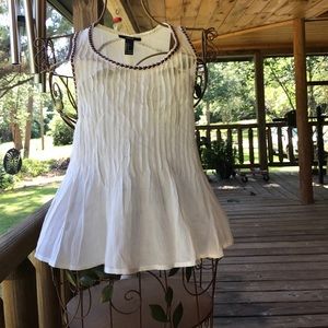 Ruffled White Tank With Braided Lining