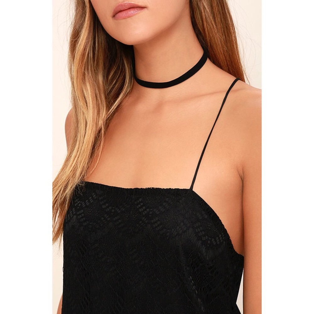 Black Lace Crochet Slip Mini Dress - Picture 5 of 5