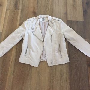 H&M Moto jacket. Beige. Faux suede Medium. 10